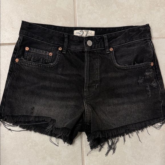 Free People Pants - Free People Distressed Black Jean Shorts